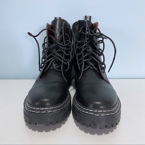Smooth leather Lace Up Boots